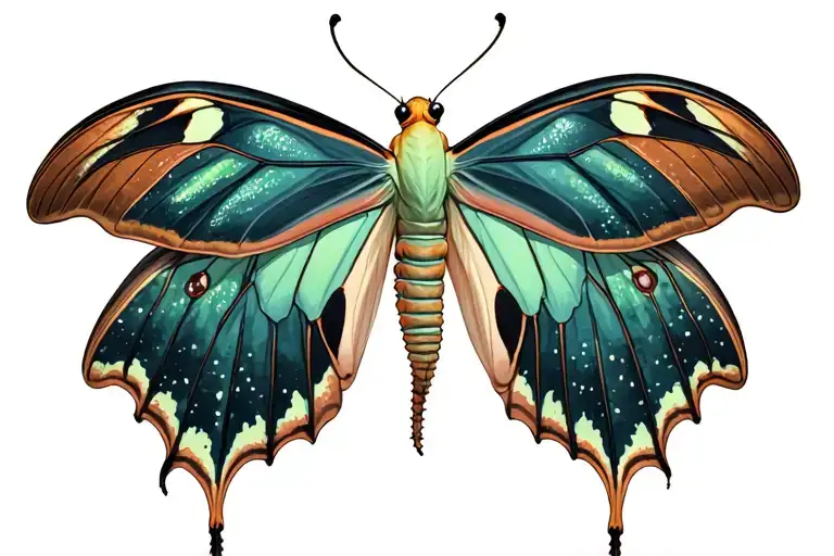Luna moth light tattoo design idea
