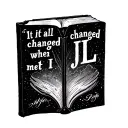 Book cover tattoo saying ‘’It all changed when I met JL’’ tattoo design idea