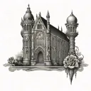 victorian candle gothic cathedral tattoo design idea