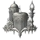 victorian candle gothic cathedral tattoo design idea