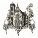 victorian candle gothic cathedral tattoo design idea