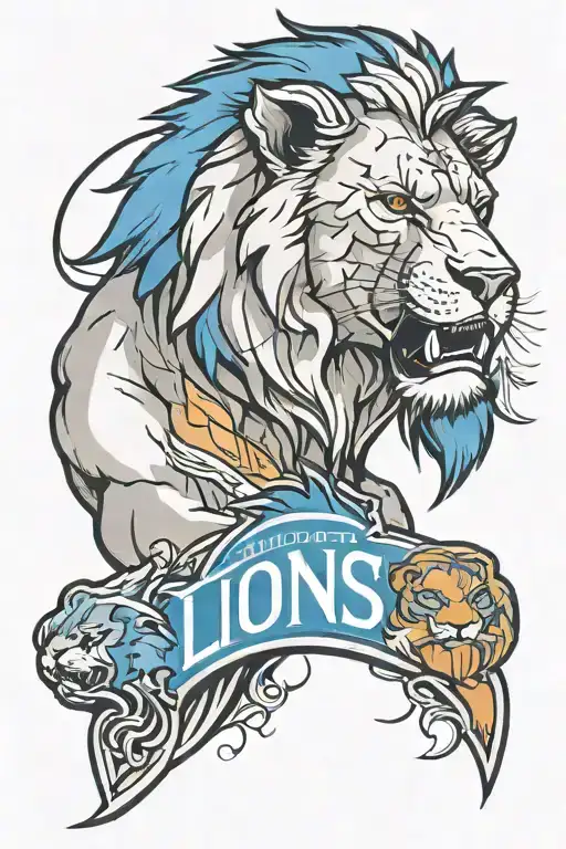 Detroit Lions head one pride under tattoo design idea