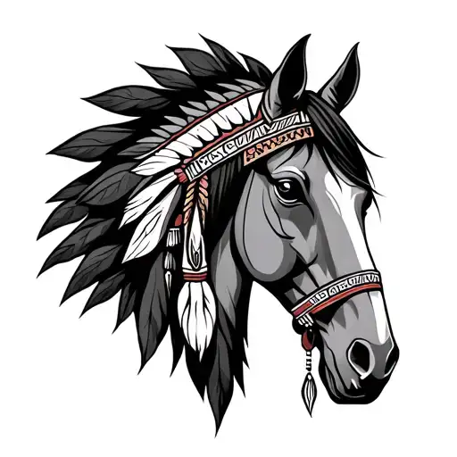 Indian horse head tattoo design idea