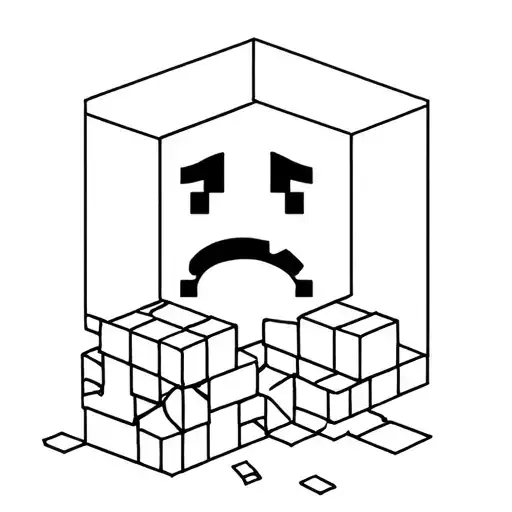 sad face in the form of a three-dimensional QR code crumbling into cubes tattoo design idea