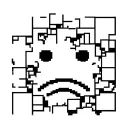 sad face in the form of a three-dimensional QR code crumbling into cubes tattoo design idea