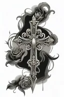Cross Feminine tattoo design idea