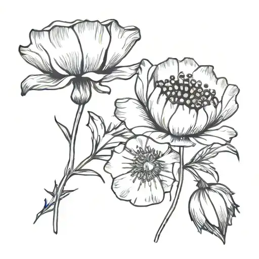 a pomegranate and a california poppy tattoo design idea