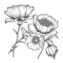 a pomegranate and a california poppy tattoo design idea