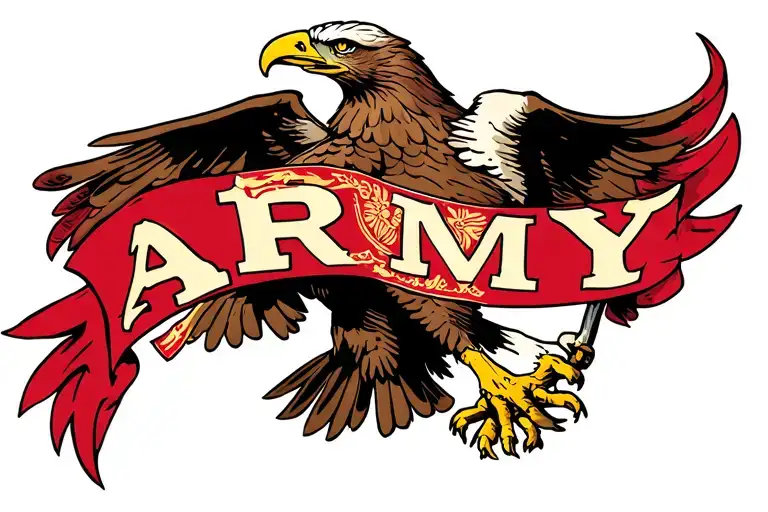 A stylized eagle carrying an ARMY banner in its talons tattoo design idea