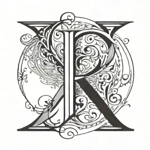 initial L, R, P, B letters tattoo design idea