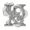 initial L, R, P, B letters tattoo design idea