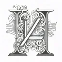 initial L, R, P, B letters tattoo design idea