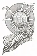 sun and waves flowing tattoo design idea