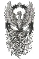 A phoenix rising from a galaxy, symbolizing rebirth and the endless possibilities of space tattoo design idea