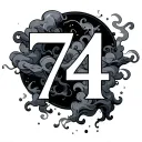 number 74 with smoke and clouds  tattoo design idea