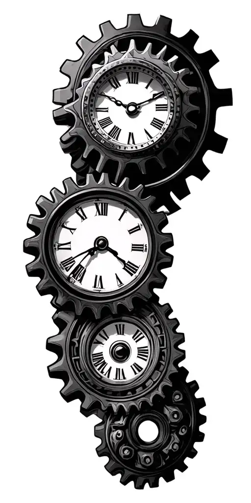 Double Clock gears forming tattoo design idea