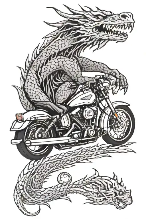 Harley Davidson motorcycle dragon tattoo design idea