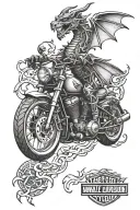 Harley Davidson motorcycle dragon tattoo design idea