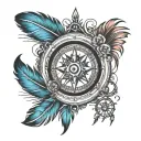 gypsy, feathers, compass design tattoo design idea