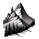 Matterhorn mountain with lots of pine trees front of the mountain  tattoo design idea