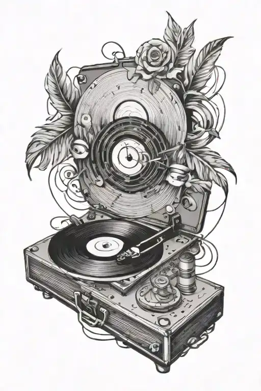 vinyl record tattoo design idea