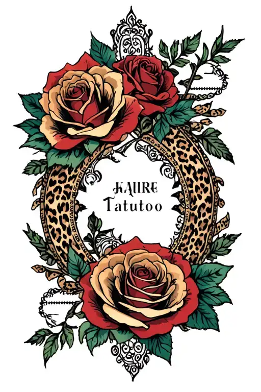 leopard lace roses gothic sleeve tattoo design idea