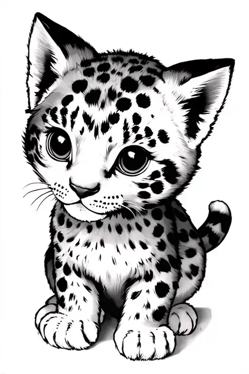Snow leopard kitten tattoo design idea