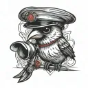 A new-school tattoo design of a whimsical cardinal bird perched on a stethoscope, symbolizing both your love for Cardinals music and your career in healthcare. tattoo design idea