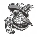 A new-school tattoo design of a whimsical cardinal bird perched on a stethoscope, symbolizing both your love for Cardinals music and your career in healthcare. tattoo design idea