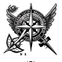 Gemini sign, symbol of the Brazilian Air Force, insignia of the military police, compass and symbol of love tattoo design idea