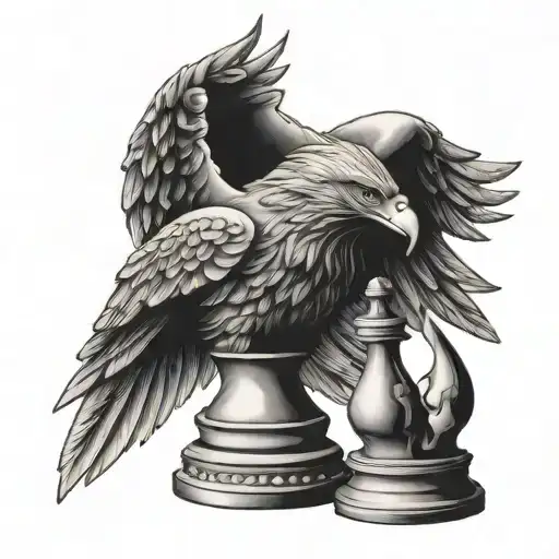 an eagle chess piece tattoo design idea