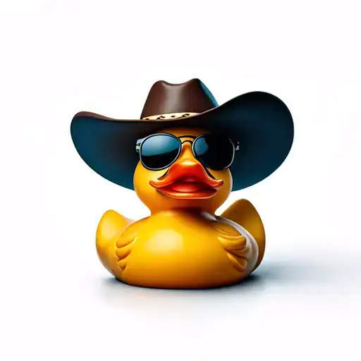 cowboy hat rubber duck with sunglases tattoo design idea