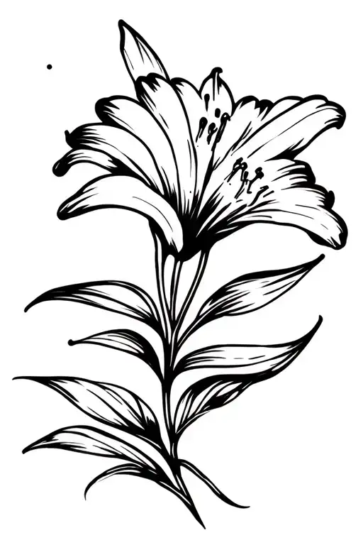 flower of lily and nautical star tattoo design idea