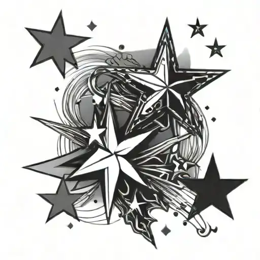 is a simple and minimalistic tattoo design depicting two stars with trailing lines, seemingly lost from a cluster of sta tattoo design idea