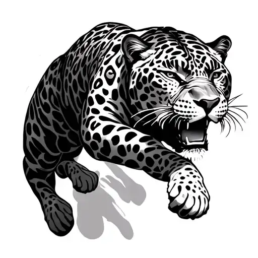 Jaguar Leaping with Pura Vida tattoo design idea