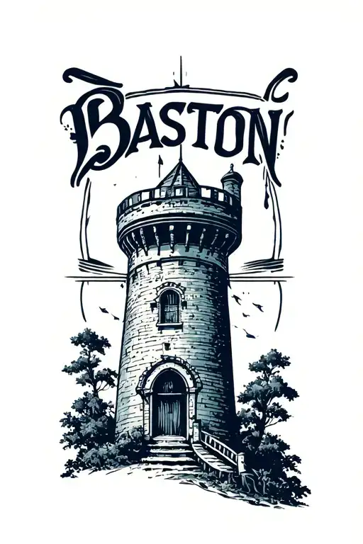 "Bastion" Tower silhouette tattoo design idea