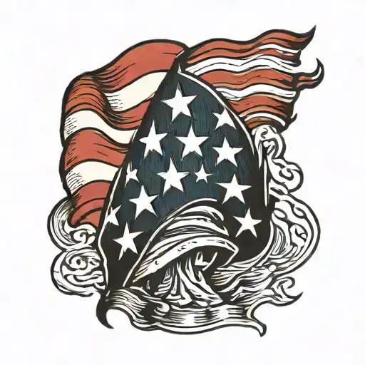 torn american flag tattoo design idea