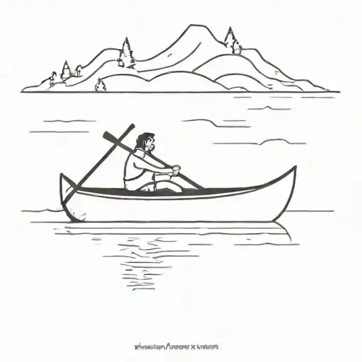 two people in a canoe tattoo design idea
