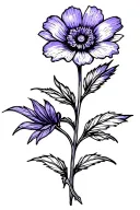 fine line violet flower tattoo design idea