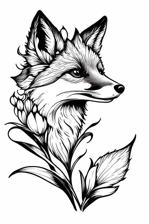 Fox, Iris flower tattoo tattoo design idea