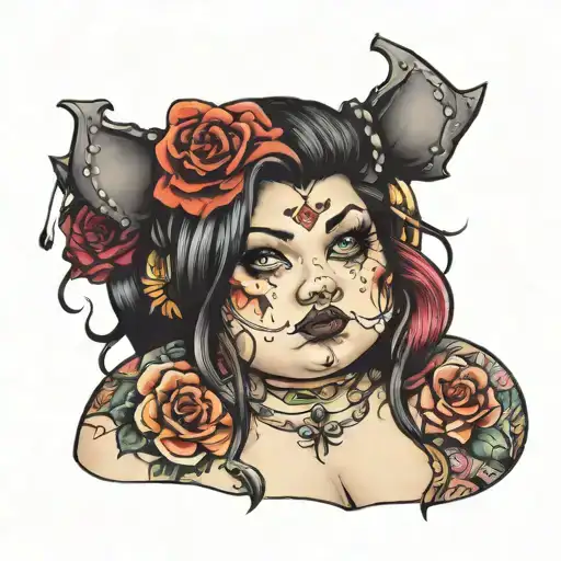 chubby girl with piercings sexy nightmare tattoo design idea