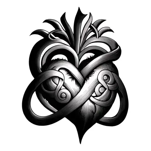 Central Chest Piece (8–12" wide)The Heart CodexA double infinity Celtic heart knot (∞ fused into ♥) made of three con tattoo design idea