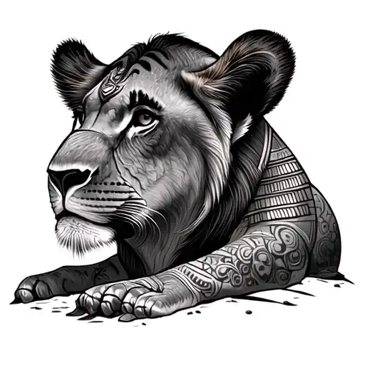 African big five and egypt tattoo design idea