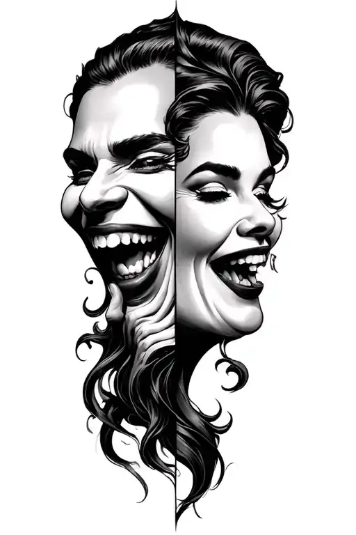 laugh now cry later half sleeve tattoo design idea