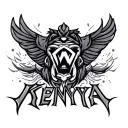 the name Kenya as cyber sigilism style tattoo tattoo design idea