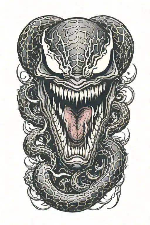 Venom crawling tattoo design idea