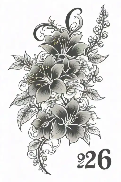 flowers and numbers 2006 tattoo design idea