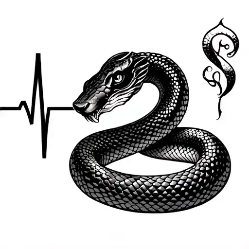 year of the snake with Leo zodiac sign and heartbeat tattoo tattoo design idea