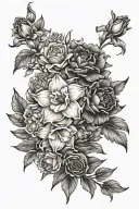 carnation, daffodil, daisy, rose, gladiolus flower tattoo design idea