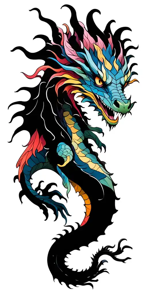 Colourful dragon tattoo design idea
